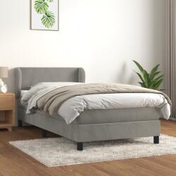 vidaXL világosszürke bársony rugós ágy matraccal 100 x 200 cm (3127355)