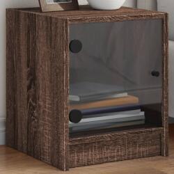 vidaXL 2 db barna tölgy színű éjjeliszekrény üvegajtókkal 35x37x42 cm (836356)