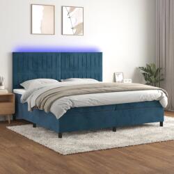 vidaXL sötétkék bársony rugós és LED-es ágy matraccal 200x200 cm (3136267)