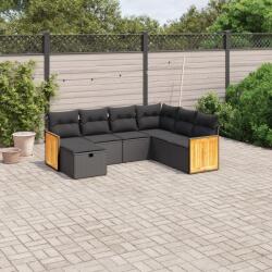 vidaXL 7 részes fekete polyrattan kerti ülőgarnitúra párnával (3265759)