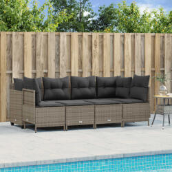 vidaXL 5 részes szürke polyrattan kerti ülőgarnitúra párnákkal (3261523)