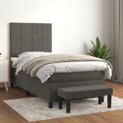 vidaXL sötétszürke bársony rugós ágy matraccal 90x190 cm (3137816)