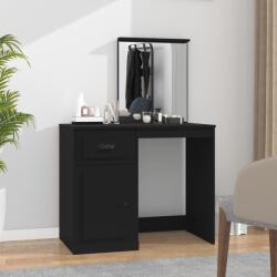 vidaXL fekete szerelt fa pipereasztal tükörrel 90 x 50 x 132, 5 cm (816761) - vidaxl