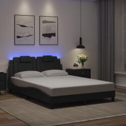 vidaXL fekete műbőr ágykeret LED-világítással 140 x 190 cm (3214015)