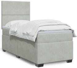 vidaXL világosszürke bársony rugós ágy matraccal 80 x 200 cm (3290756)