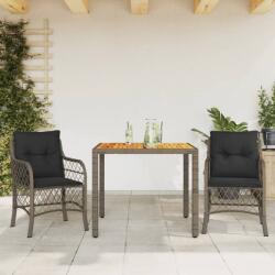 vidaXL 3 részes szürke polyrattan bisztrógarnitúra párnákkal (3212048)