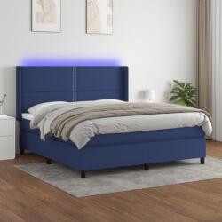 vidaXL kék szövet rugós és LED-es ágy matraccal 160x200 cm (3138251)