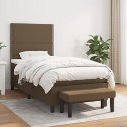 vidaXL sötétbarna szövet rugós ágy matraccal 80 x 200 cm (3136472)