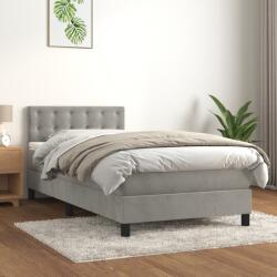 vidaXL világosszürke bársony rugós ágy matraccal 100 x 200 cm (3141527)