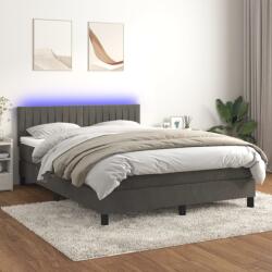 vidaXL sötétszürke bársony rugós és LED-es ágy matraccal 140x190 cm (3134520)