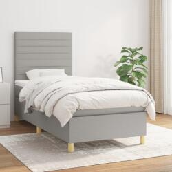 vidaXL világosszürke szövet rugós ágy matraccal 100 x 200 cm (3142393)
