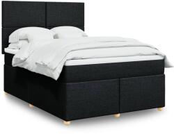 vidaXL fekete szövet rugós ágy matraccal 140 x 200 cm (3291298)