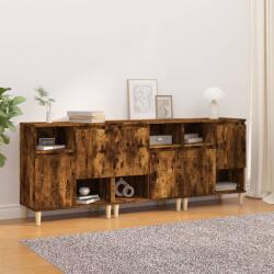 vidaXL 3 db füstös tölgy színű szerelt fa tálalószekrény 60x35x70 cm (3185740)