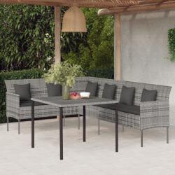 vidaXL 2 részes szürke polyrattan kerti étkezőgarnitúra párnákkal (362339)