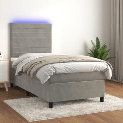 vidaXL világosszürke bársony rugós és LED-es ágy matraccal 80 x 200 cm (3136149)