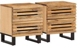 vidaXL 2 db tömör nyers mangófa éjjeliszekrény 40 x 34 x 46 cm (377427)