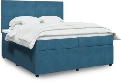 vidaXL sötétkék bársony rugós ágy matraccal 200x200 cm (3292428)