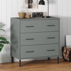vidaXL OSLO szürke tömör fa tálalószekrény 3 fiókkal 77 x 40 x 79, 5 cm (350980)