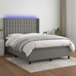 vidaXL sötétszürke szövet rugós és LED-es ágy matraccal 140x200 cm (3138638)
