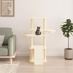 vidaXL krémszínű macskabútor szizál kaparófákkal 133 cm (171756) - vidaxl