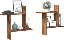vidaXL 2 db antik fa színű szerelt fa fali polc 50 x 12 x 50 cm (853261) - vidaxl
