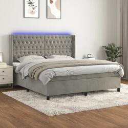 vidaXL világosszürke bársony rugós és LED-es ágy matraccal 160x200 cm (3139751)