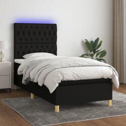 vidaXL fekete szövet rugós és LED-es ágy matraccal 100x200 cm (3135655)