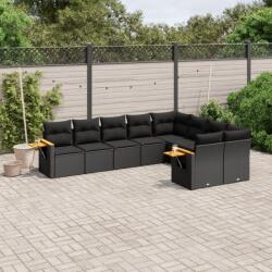 vidaXL 9 részes fekete polyrattan kerti ülőgarnitúra párnákkal (3259542)