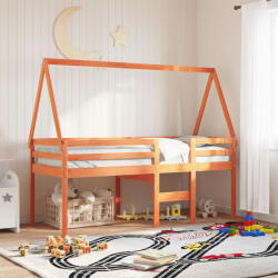 vidaXL viaszbarna tömör fenyőfa magasított ágy tetővel 90 x 190 cm (3282100)