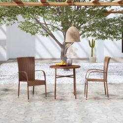 vidaXL 3 részes barna polyrattan kerti étkezőgarnitúra (3098027)