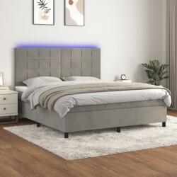 vidaXL világosszürke bársony rugós és LED-es ágy matraccal 160x200 cm (3136131)