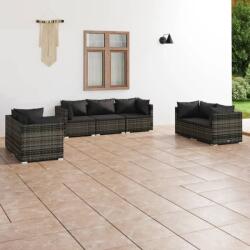 vidaXL 7 részes szürke polyrattan kerti ülőgarnitúra párnákkal (3102269)