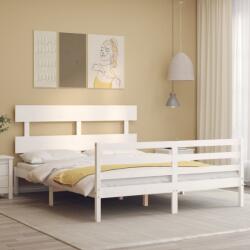 vidaXL fehér tömör fa ágykeret fejtámlával 160 x 200 cm (3195102)
