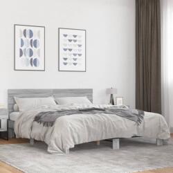 vidaXL szürke sonoma szerelt fa és fém ágykeret 200 x 200 cm (3280130)