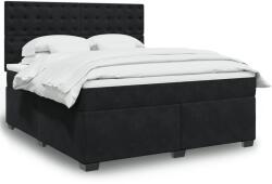 vidaXL fekete bársony rugós ágy matraccal 180x200 cm (3293292)