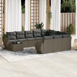 vidaXL 11 részes világosszürke polyrattan kerti ülőgarnitúra párnákkal (3254269)