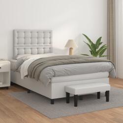 vidaXL fehér műbőr rugós ágy matraccal 120 x 200 cm (3137654)