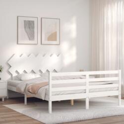 vidaXL fehér tömör fa ágykeret fejtámlával King Size (3195292)