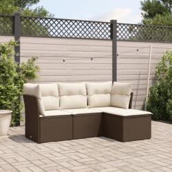 vidaXL 4 részes barna polyrattan kerti ülőgarnitúra párnákkal (3249382)