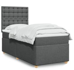 vidaXL sötétszürke szövet rugós ágy matraccal 90x190 cm (3291150)