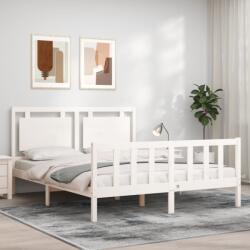 vidaXL fehér tömör fa ágykeret fejtámlával King Size (3192172)