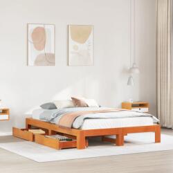 vidaXL viaszbarna tömör fenyőfa ágy matrac nélkül 140 x 190 cm (3309013)