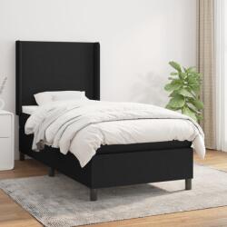 vidaXL fekete szövet rugós ágy matraccal 90x200 cm (3131243)