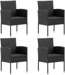 vidaXL 4 db fekete polyrattan kerti szék fekete párnákkal (318729)