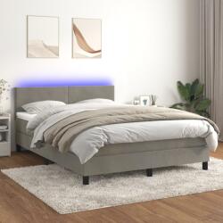 vidaXL világosszürke bársony rugós és LED-es ágy matraccal 140x190 cm (3134279)