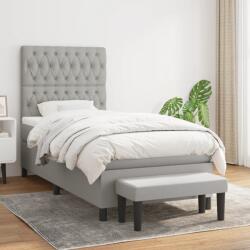 vidaXL világosszürke szövet rugós ágy matraccal 100 x 200 cm (3136813)