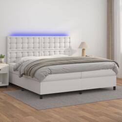 vidaXL fehér műbőr rugós ágy matraccal és LED-del 200x200 cm (3135964)