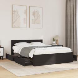 vidaXL fekete szerelt fa ágykeret fejtámlával 120 x 190 cm (3295605)