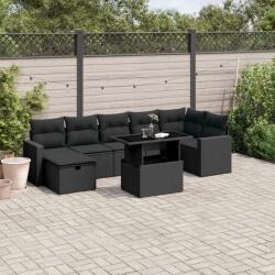 vidaXL 8 részes fekete polyrattan kerti ülőgarnitúra párnákkal (3274825)