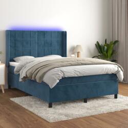 vidaXL sötétkék bársony rugós és LED-es ágy matraccal 140x200 cm (3139569)